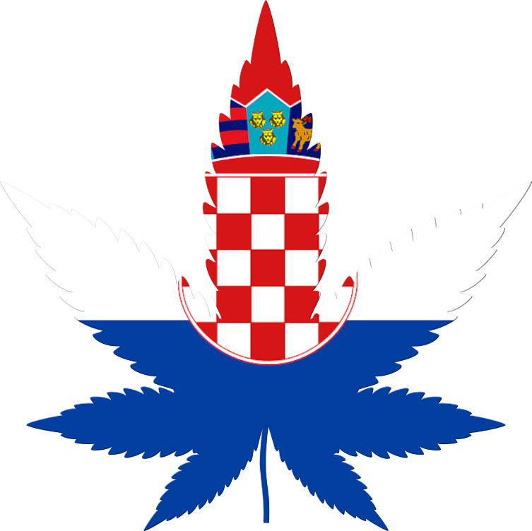 Croatia flag in cannabis leaf