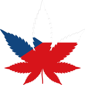 Czech republic flag in cannabis leaf