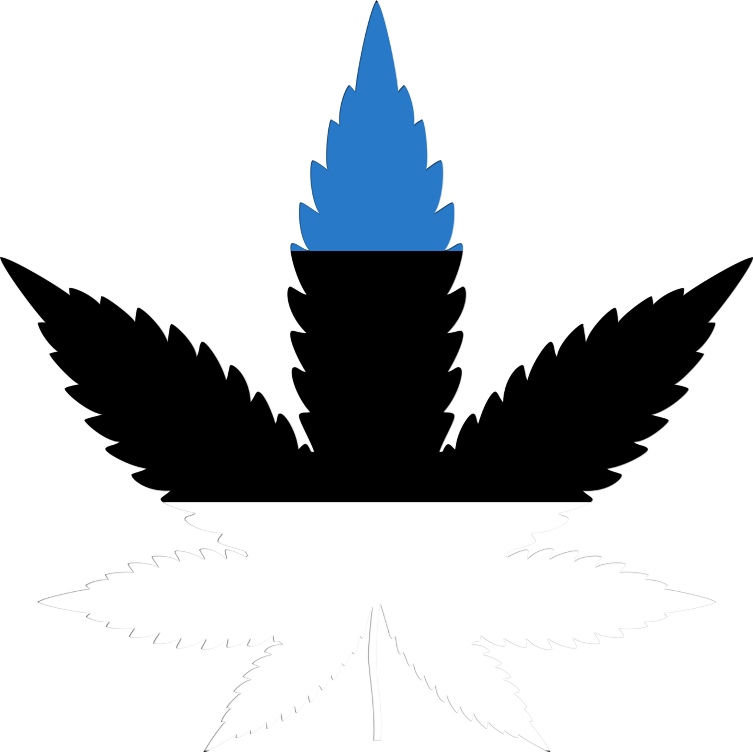 Estonia flag in cannabis leaf