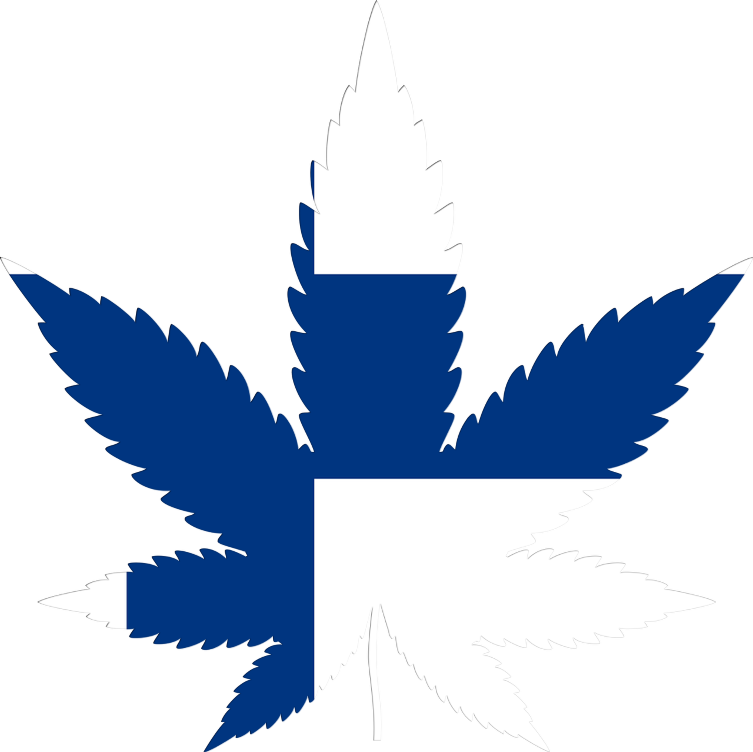 Finland flag in cannabis leaf