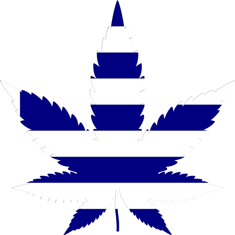 Greece flag in cannabis leaf
