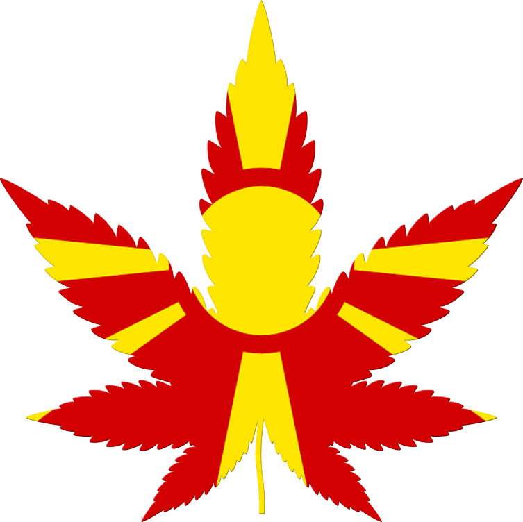 Macedonia flag in cannabis leaf