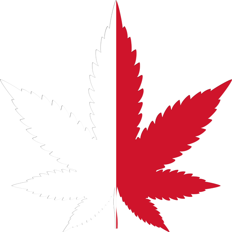 Malta flag in cannabis leaf