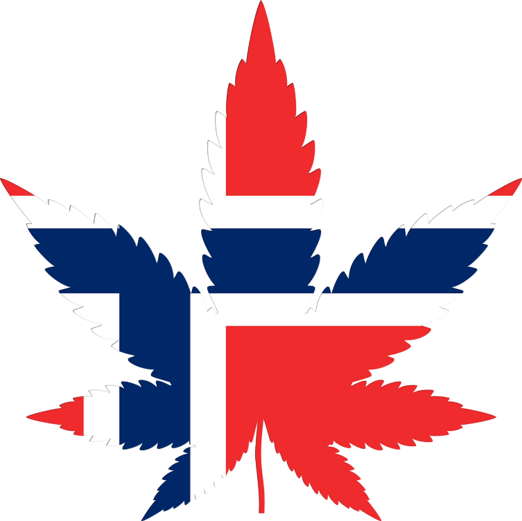 Norway flag in cannabis leaf