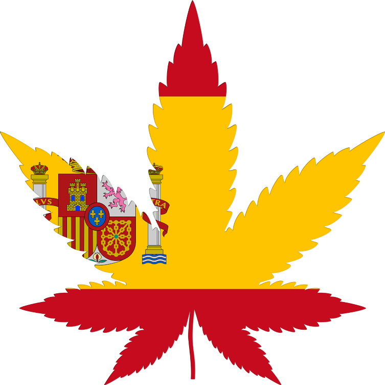 Spain flag in cannabis leaf